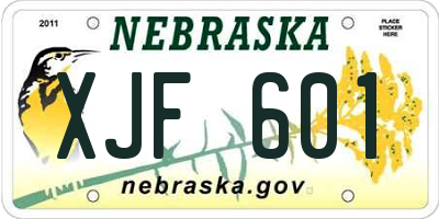 NE license plate XJF601
