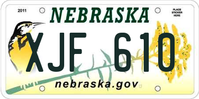 NE license plate XJF610
