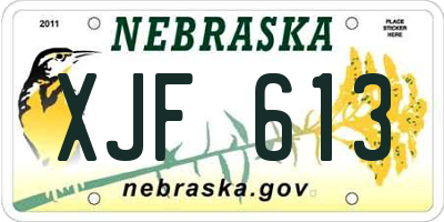 NE license plate XJF613