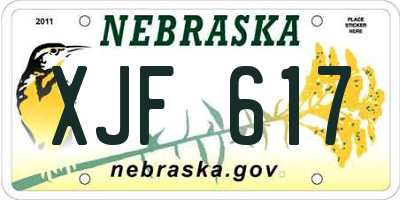 NE license plate XJF617