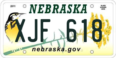 NE license plate XJF618