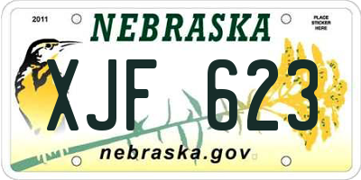NE license plate XJF623