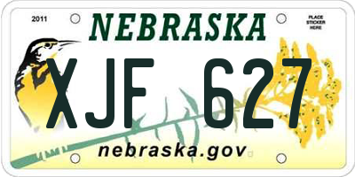 NE license plate XJF627