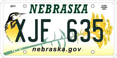 NE license plate XJF635