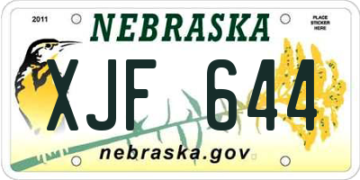 NE license plate XJF644
