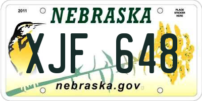 NE license plate XJF648