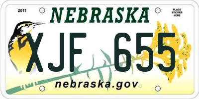 NE license plate XJF655
