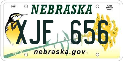 NE license plate XJF656