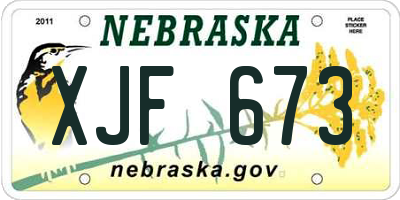 NE license plate XJF673