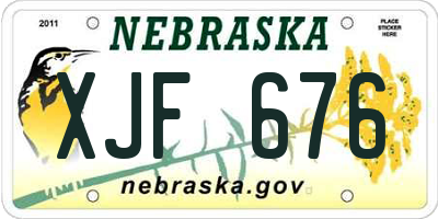 NE license plate XJF676