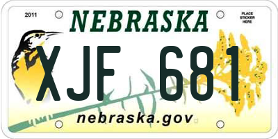 NE license plate XJF681