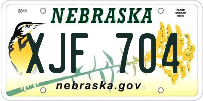 NE license plate XJF704