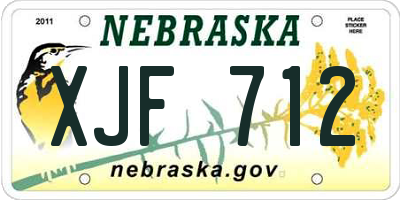 NE license plate XJF712