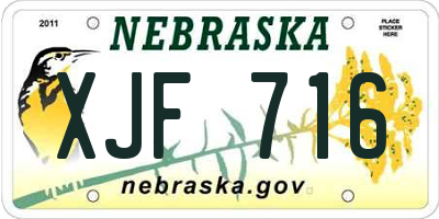 NE license plate XJF716