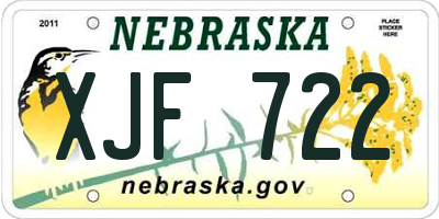 NE license plate XJF722