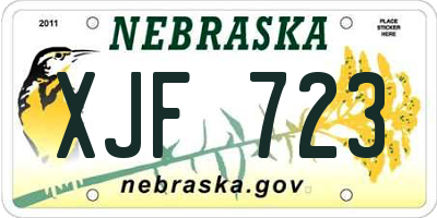 NE license plate XJF723