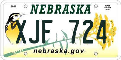 NE license plate XJF724