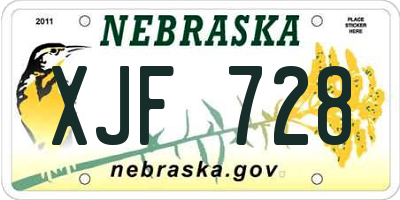 NE license plate XJF728