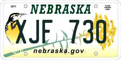 NE license plate XJF730