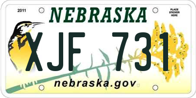 NE license plate XJF731