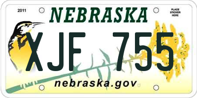 NE license plate XJF755