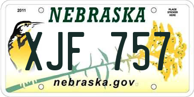 NE license plate XJF757