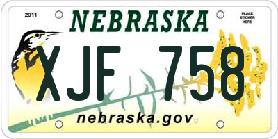 NE license plate XJF758