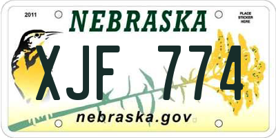 NE license plate XJF774