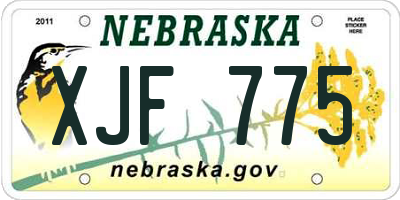 NE license plate XJF775