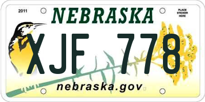 NE license plate XJF778