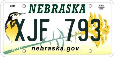 NE license plate XJF793