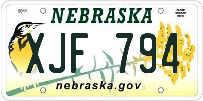 NE license plate XJF794