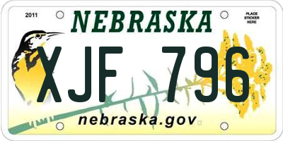 NE license plate XJF796