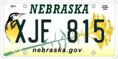 NE license plate XJF815