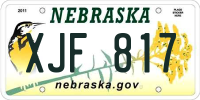 NE license plate XJF817