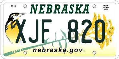 NE license plate XJF820
