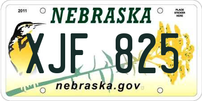 NE license plate XJF825