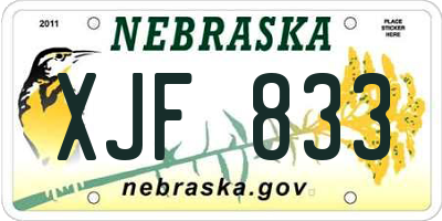 NE license plate XJF833