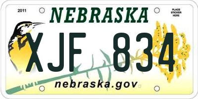 NE license plate XJF834