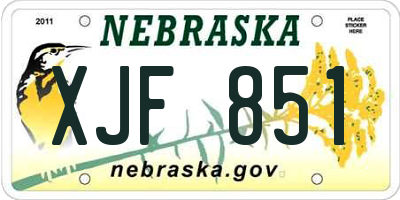 NE license plate XJF851