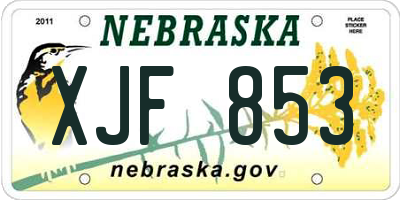 NE license plate XJF853