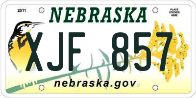 NE license plate XJF857