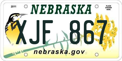 NE license plate XJF867