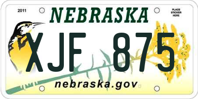 NE license plate XJF875