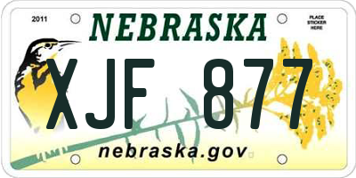 NE license plate XJF877