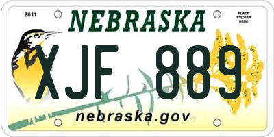 NE license plate XJF889
