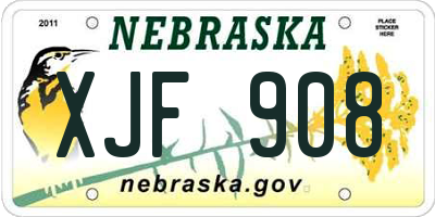 NE license plate XJF908