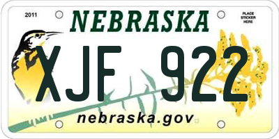 NE license plate XJF922