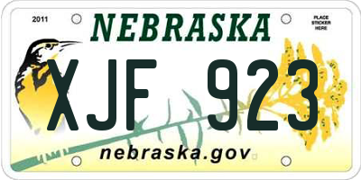 NE license plate XJF923