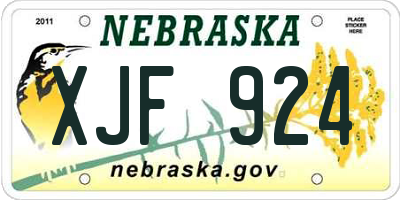 NE license plate XJF924